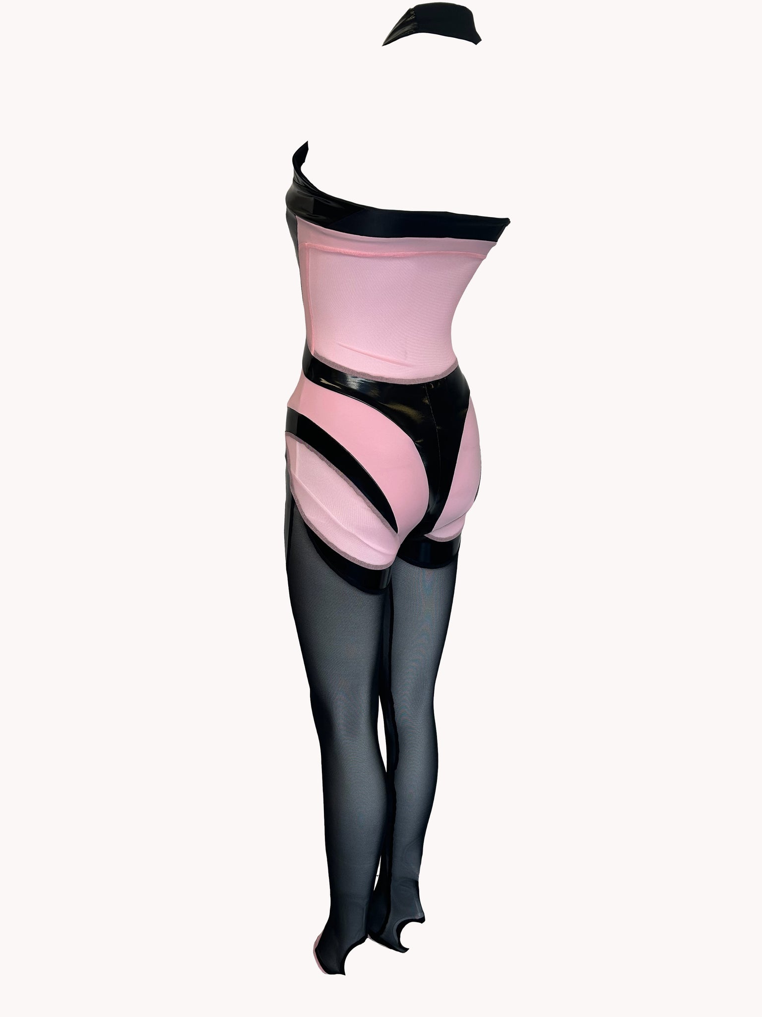 VEE Halter Bodysuit in Bubblebum Pink & Black