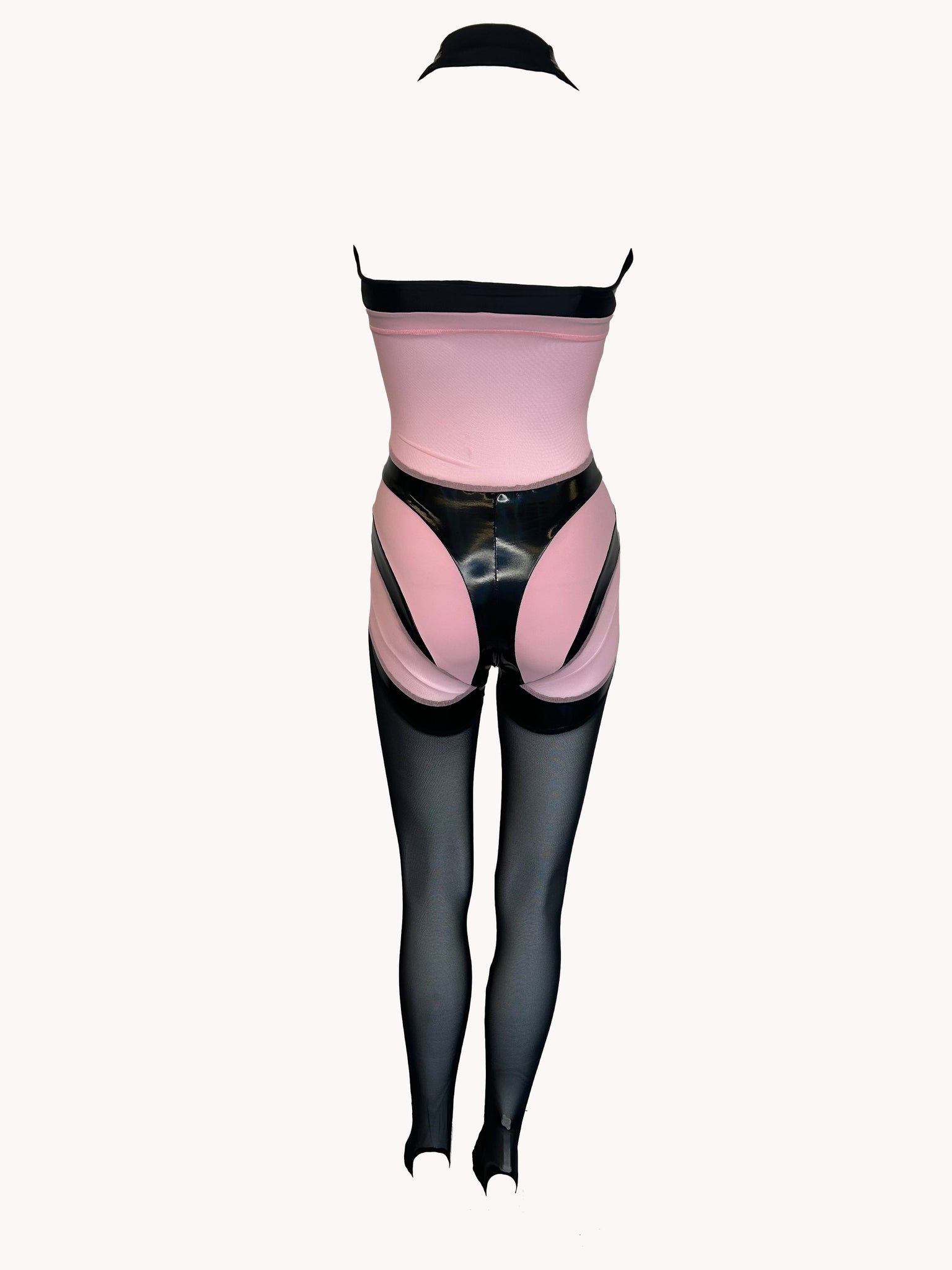 VEE Halter Bodysuit in Bubblebum Pink & Black